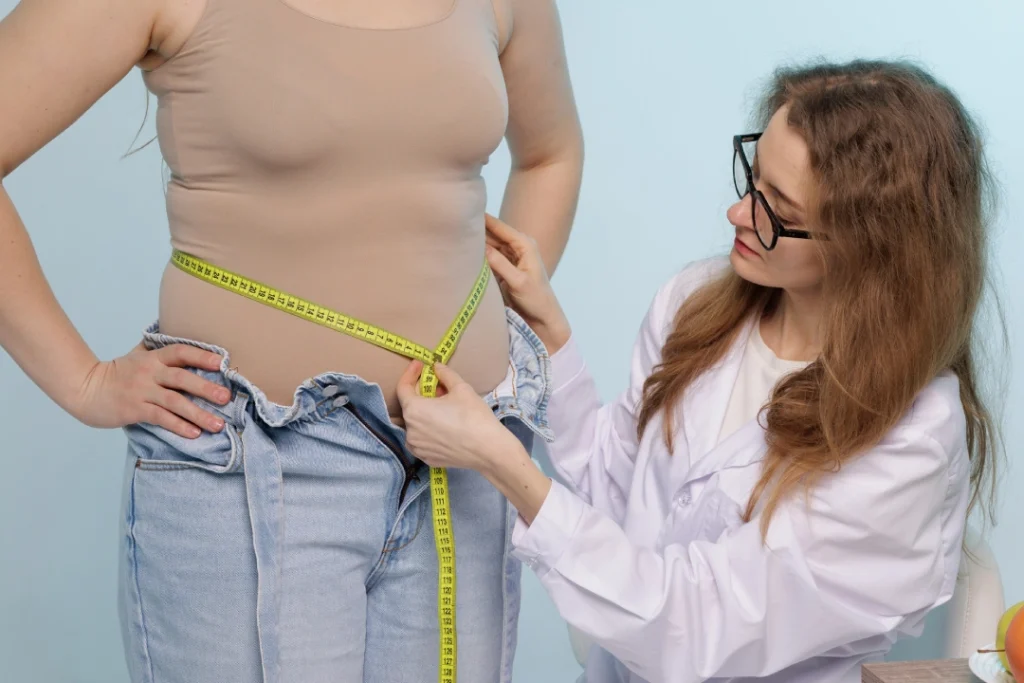 Waist measured by weight loss doctor Houston to assess body composition and support personalized health goals.