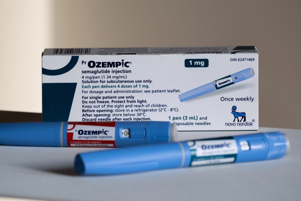Semaglutide Houston Ozempic injection pens for medical weight loss treatment shown with branded packaging and dosing information