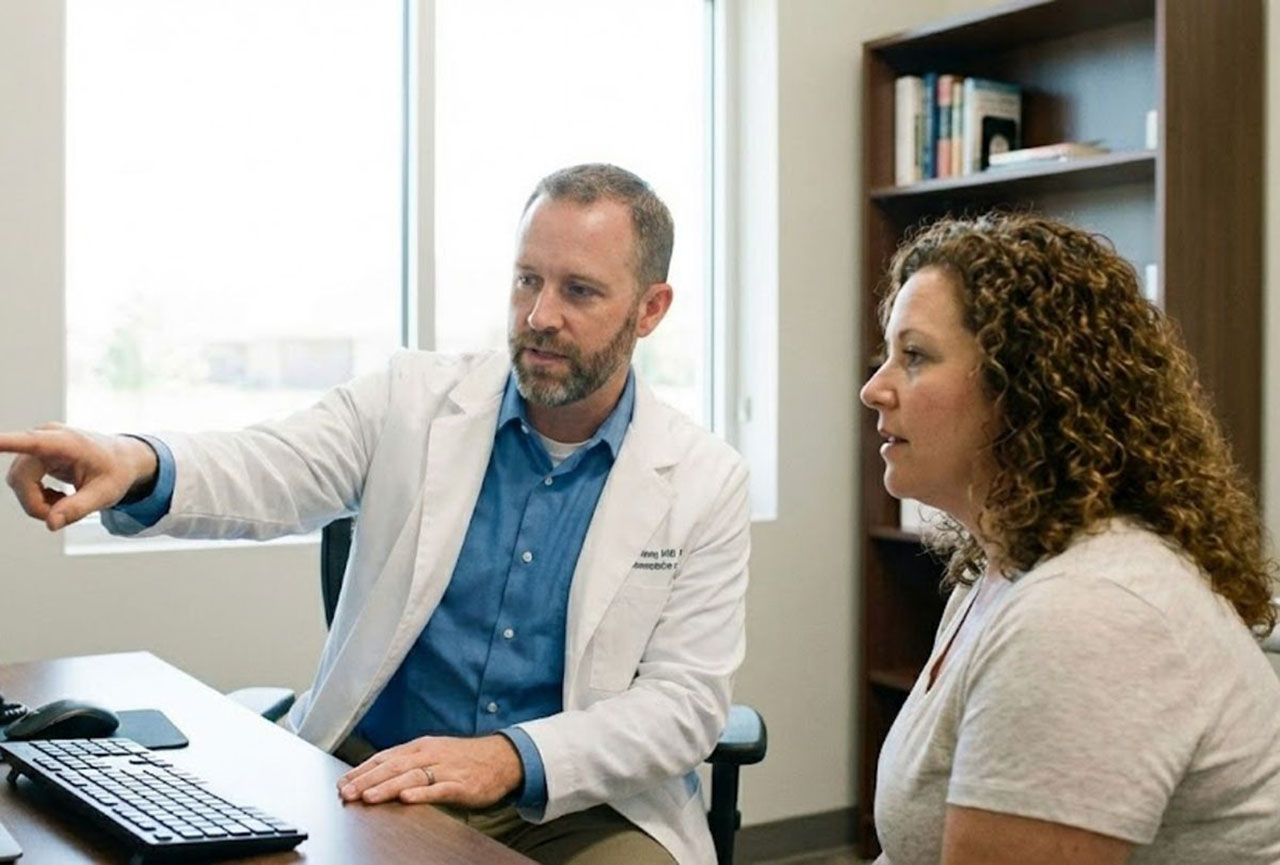 GLP-1 medications Houston: Personalized weight loss consultation with doctor in supportive medical office setting