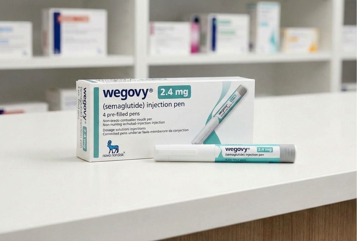 A single Wegovy injection pen with its label showing dosage, a key factor in determining wegovy cost houston.